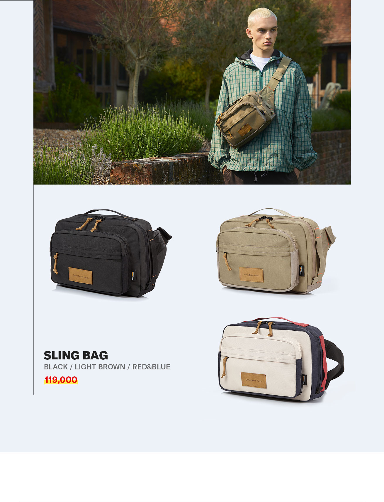 SLING BAG BLACK/LIGHT BROWN/RED&BLUE 할인가 119,000원