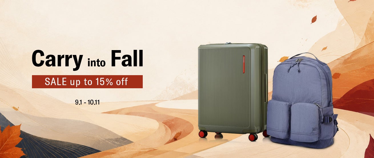 Samsonite. Carry into Fall, SALE up to 15% off. 9월 1일 ~ 10월 11일까지